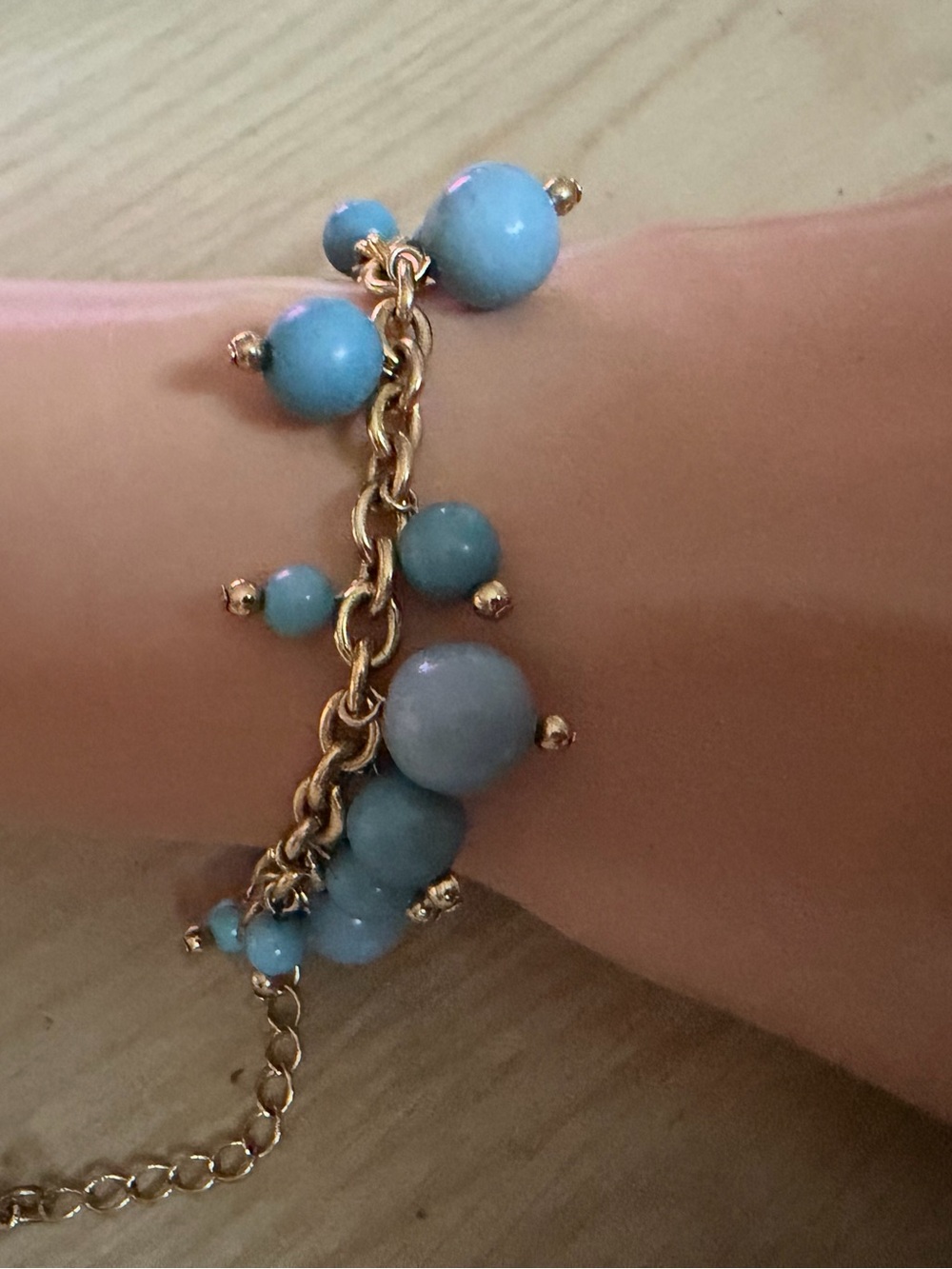 Blue Beaded Charm Bracelet Like New